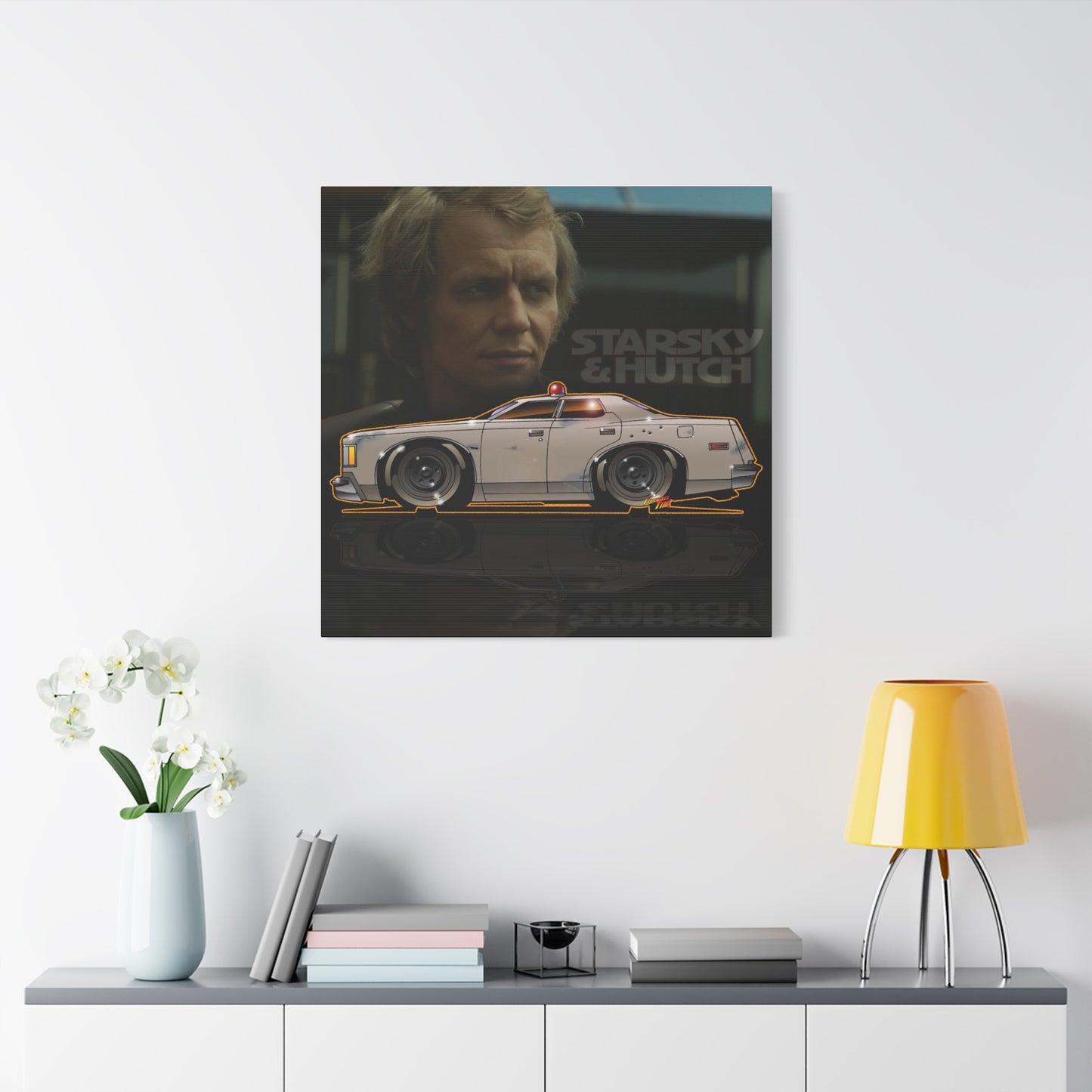 STARSKY AND HUTCH Hutchmobile Fireball Art Canvas Wall Print