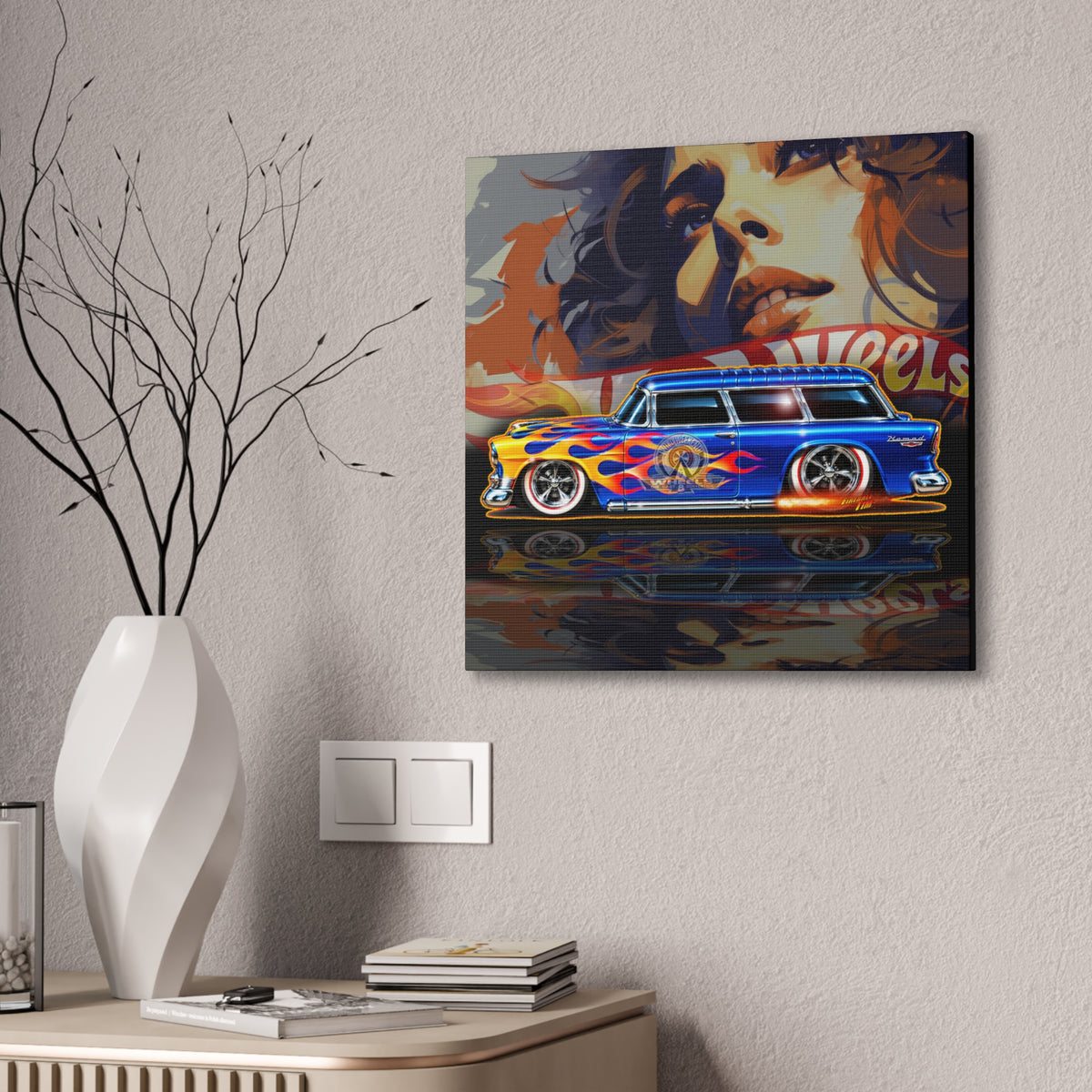 HOT WHEELS Chevy Nomad 1955 Diecast Collectible Fireball Art Canvas Stretched Print