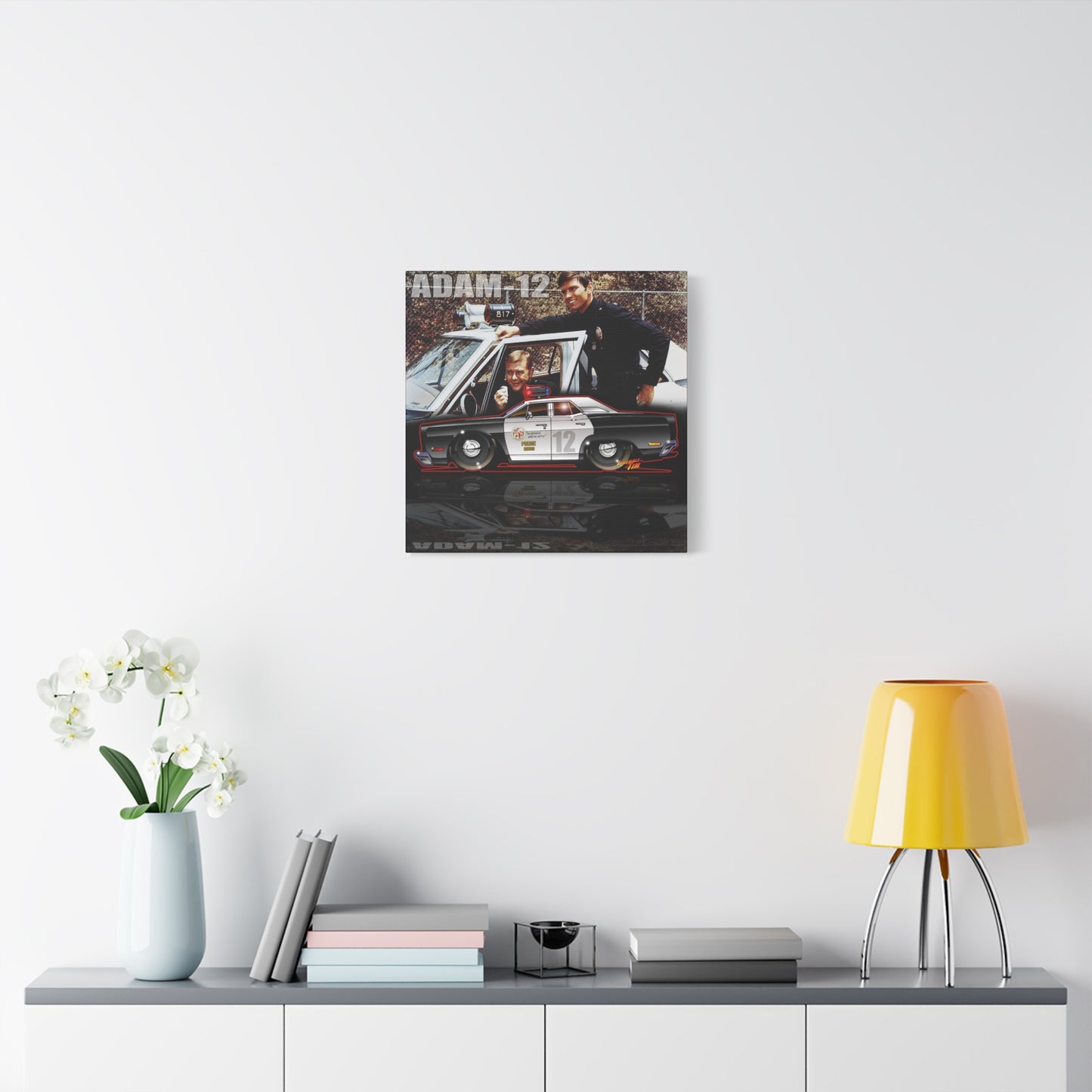 ADAM 12 PLYMOUTH Police Car Fireball Art Canvas Print
