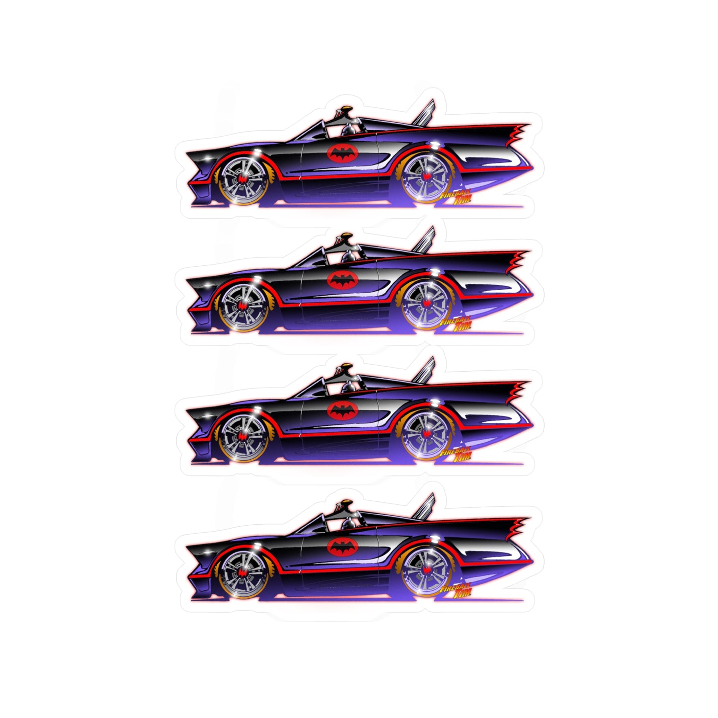 BATMOBILE 1966 BATMAN Collectible Kiss-Cut Vinyl Decals Stickers - 4 Sizes