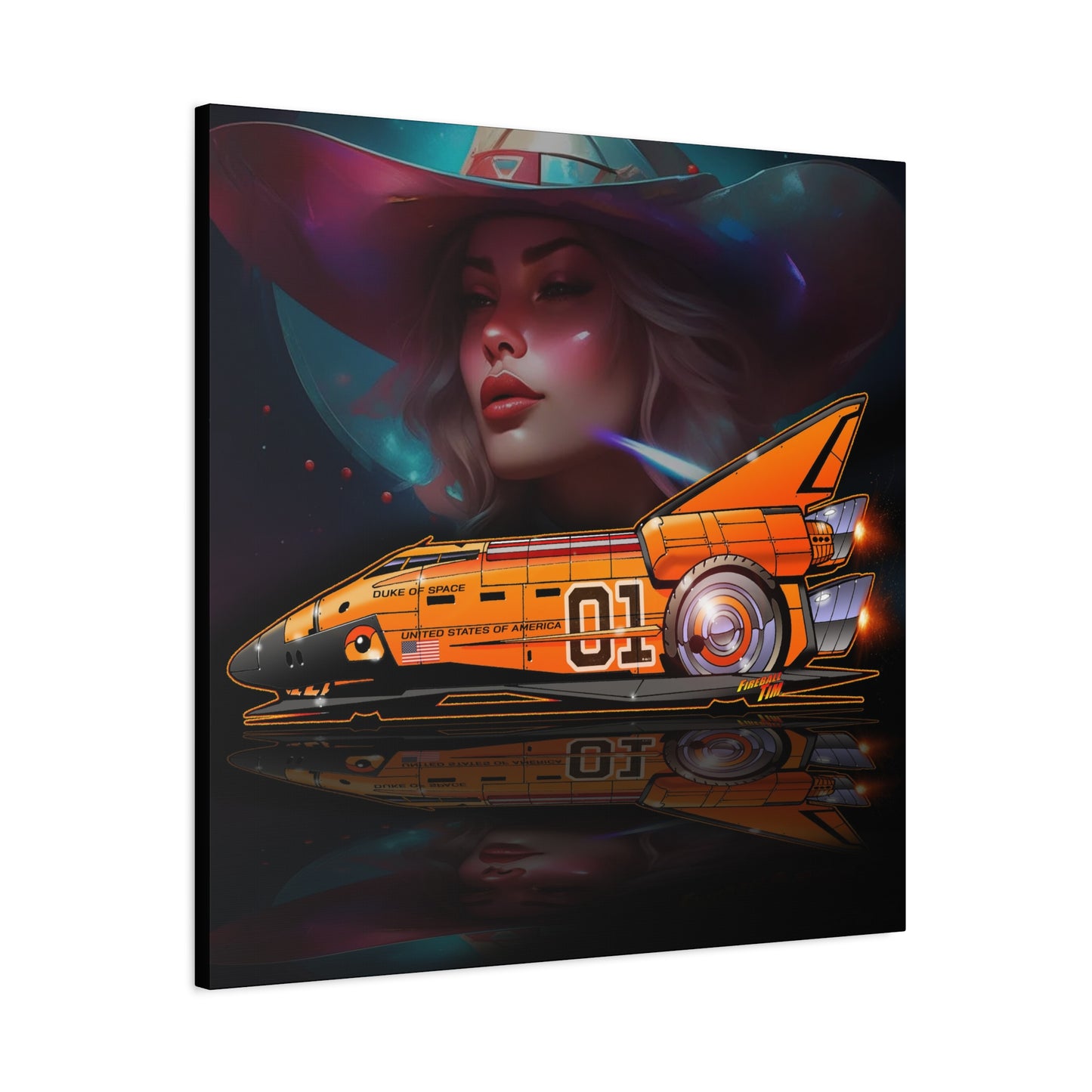 DUKE OF SPACE Dukes of Hazzard Space Shuttle Canvas Art Wall Print