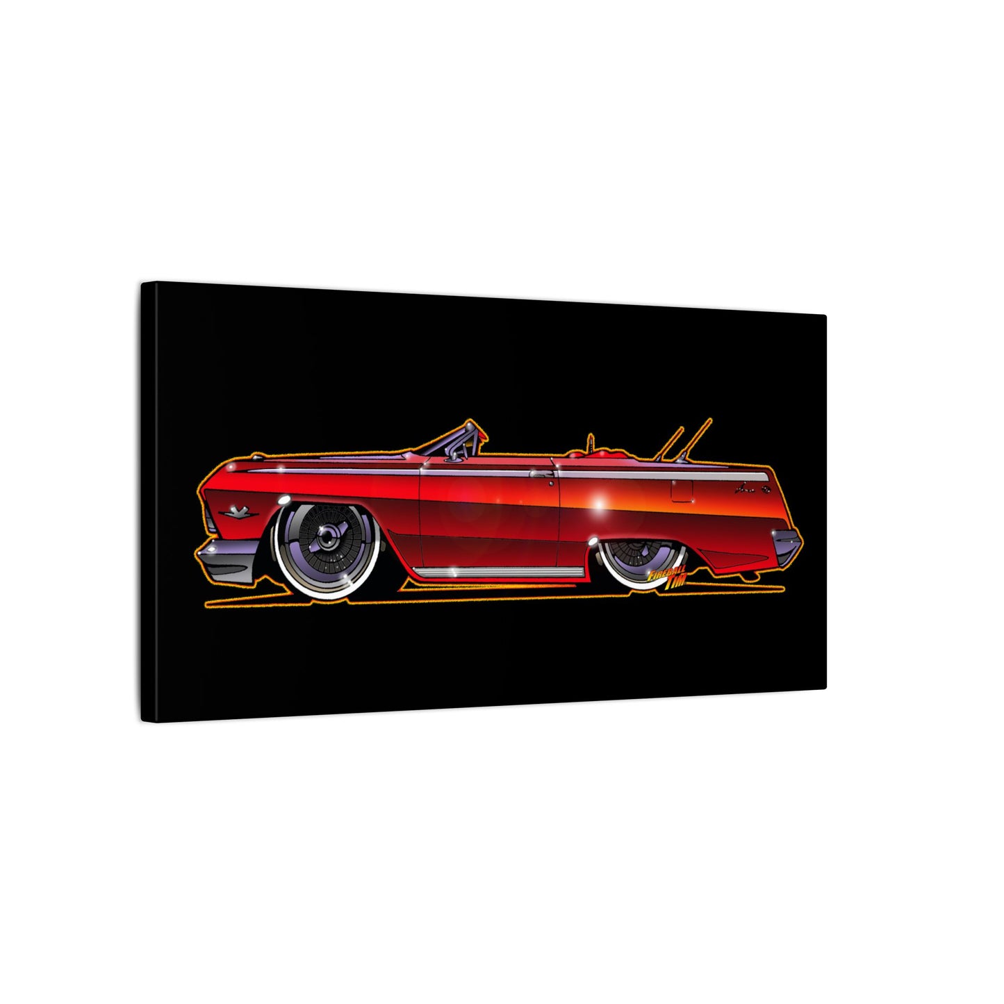 CHEVY IMPALA LOWRIDER Fireball Art Canvas Print