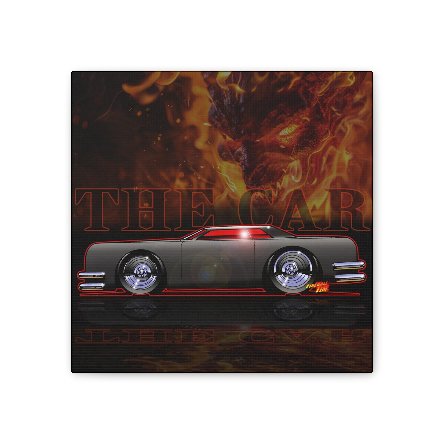 THE CAR Devil Movie Car Fireball Art Canvas Print - 12x12
