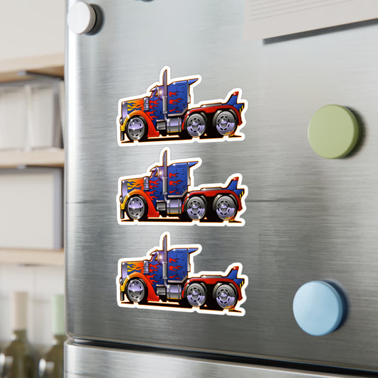 TRANSFORMERS OPTIMUS PRIME Semi Truck Fireball Art Decal Stickers - 4 Sizes