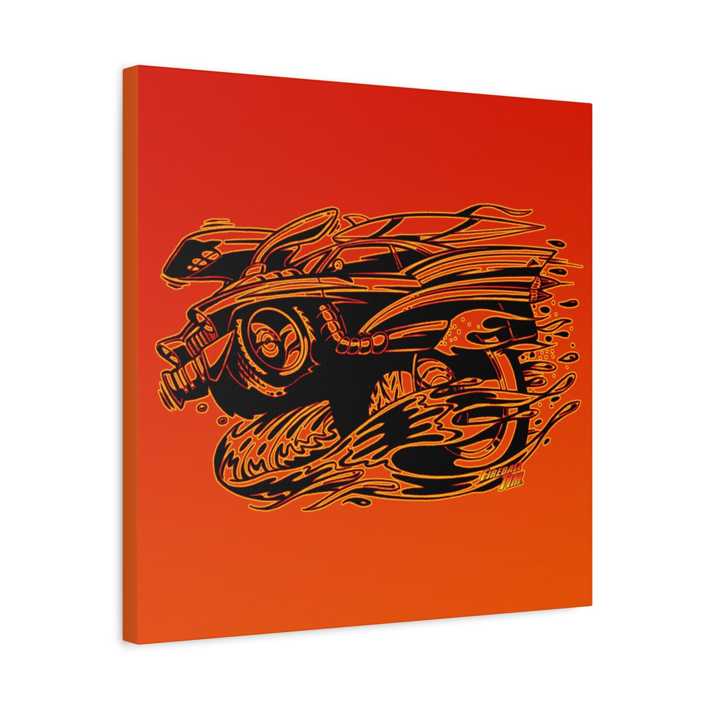 HOT ROD CHEVY Muscle Car Fireball Art Canvas Wall Print - Multiple Sizes