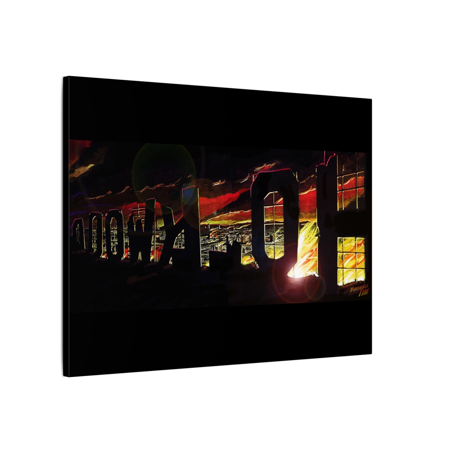 ESCAPE FROM LA Hollywood Sigh Fireball Concept Art Canvas Print