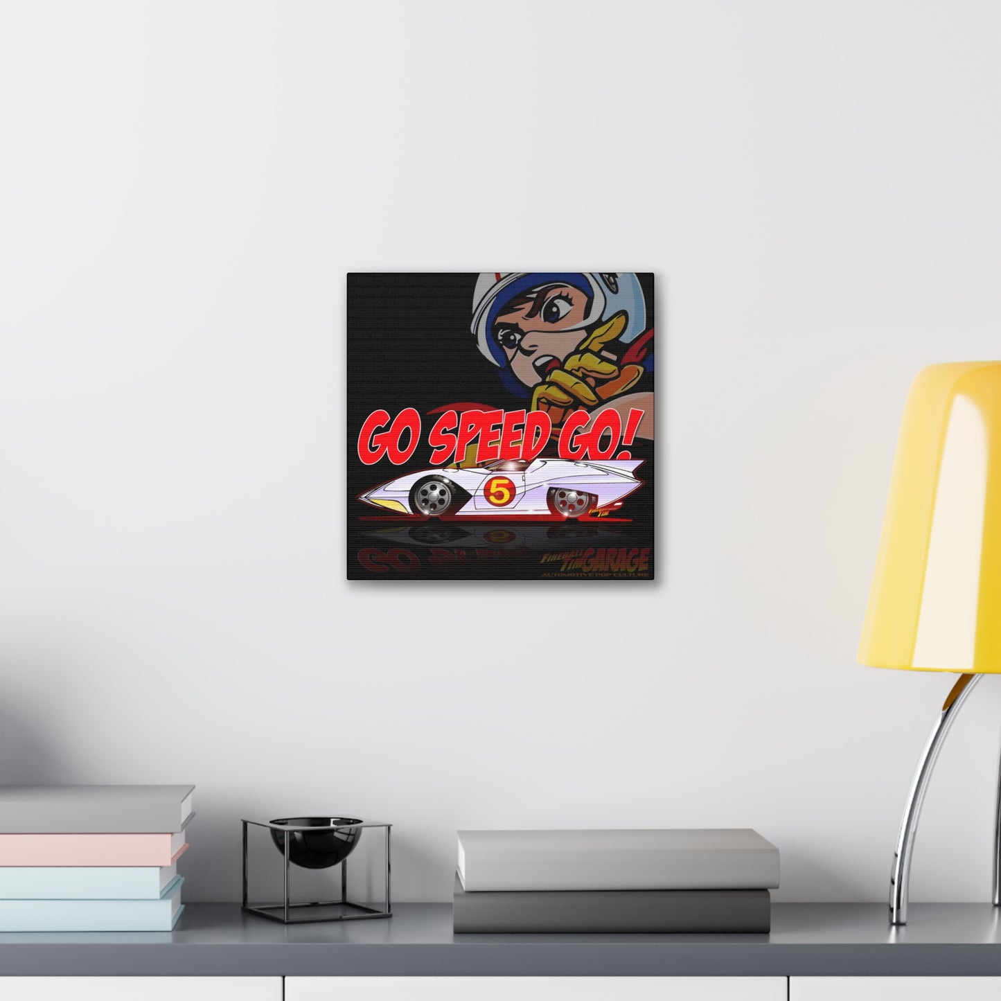 SPEED RACER MACH 5 Cartoon Fireball Canvas Art Print - 12x12
