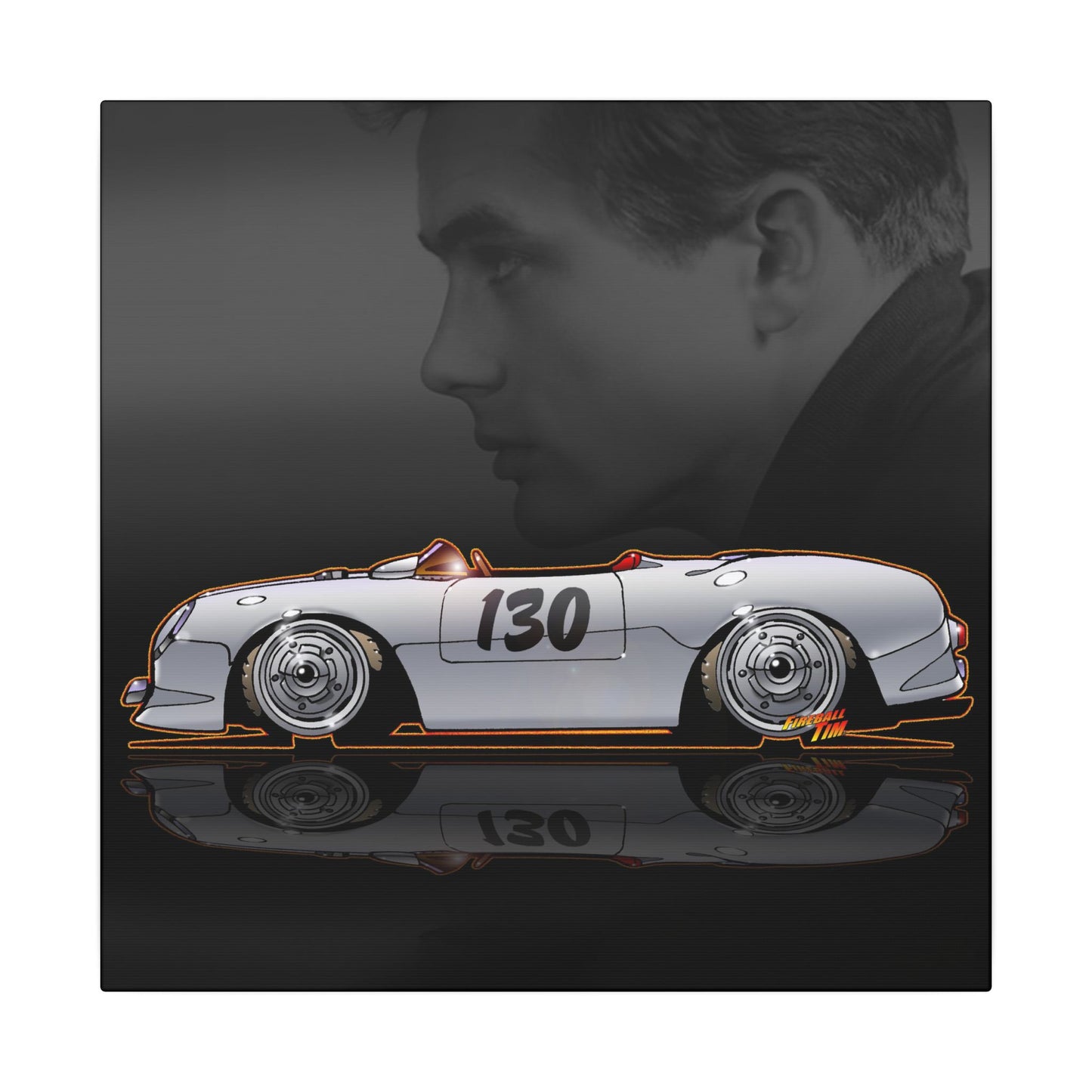 JAMES DEAN PORSCHE 550 Spyder Lil' Bastard Fireball Art Canvas Print