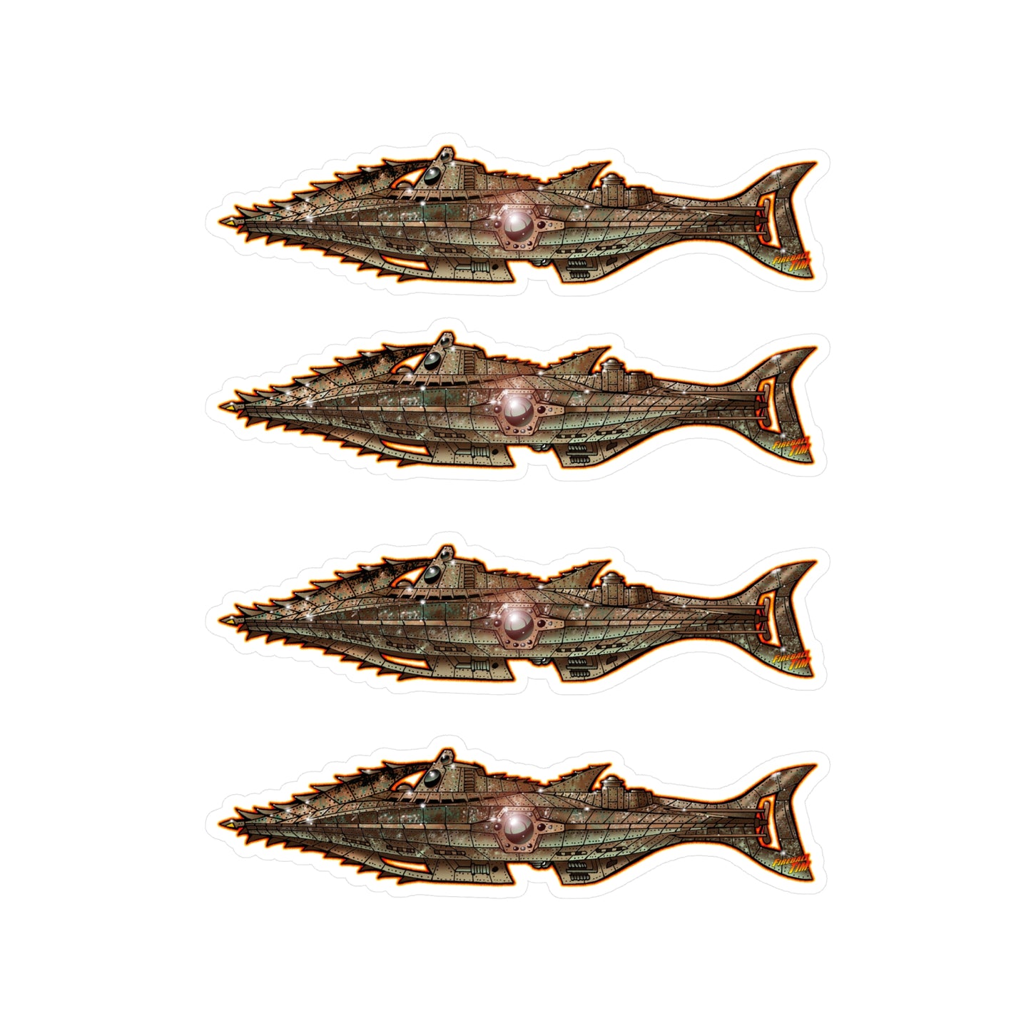 20,000 LEAGUES NAUTILUS SUBMARINE Fireball Art Decal Stickers - 4 Sizes