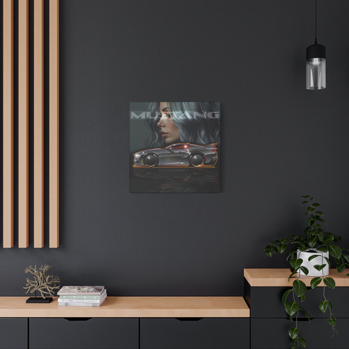 FORD MUSTANG 2025 Silver Streak Fireball Art Canvas Print
