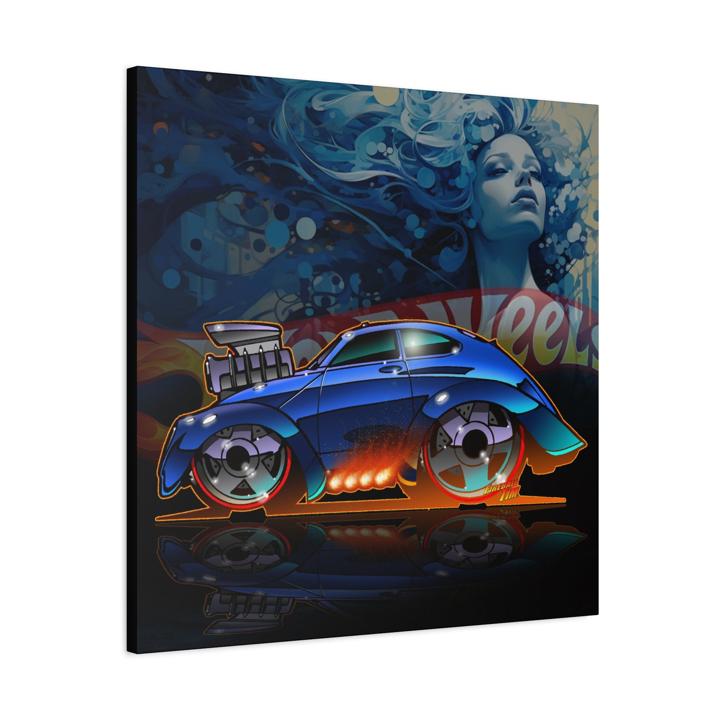 HOT WEEHLS Custom VW Bug Fireball Art Canvas Print