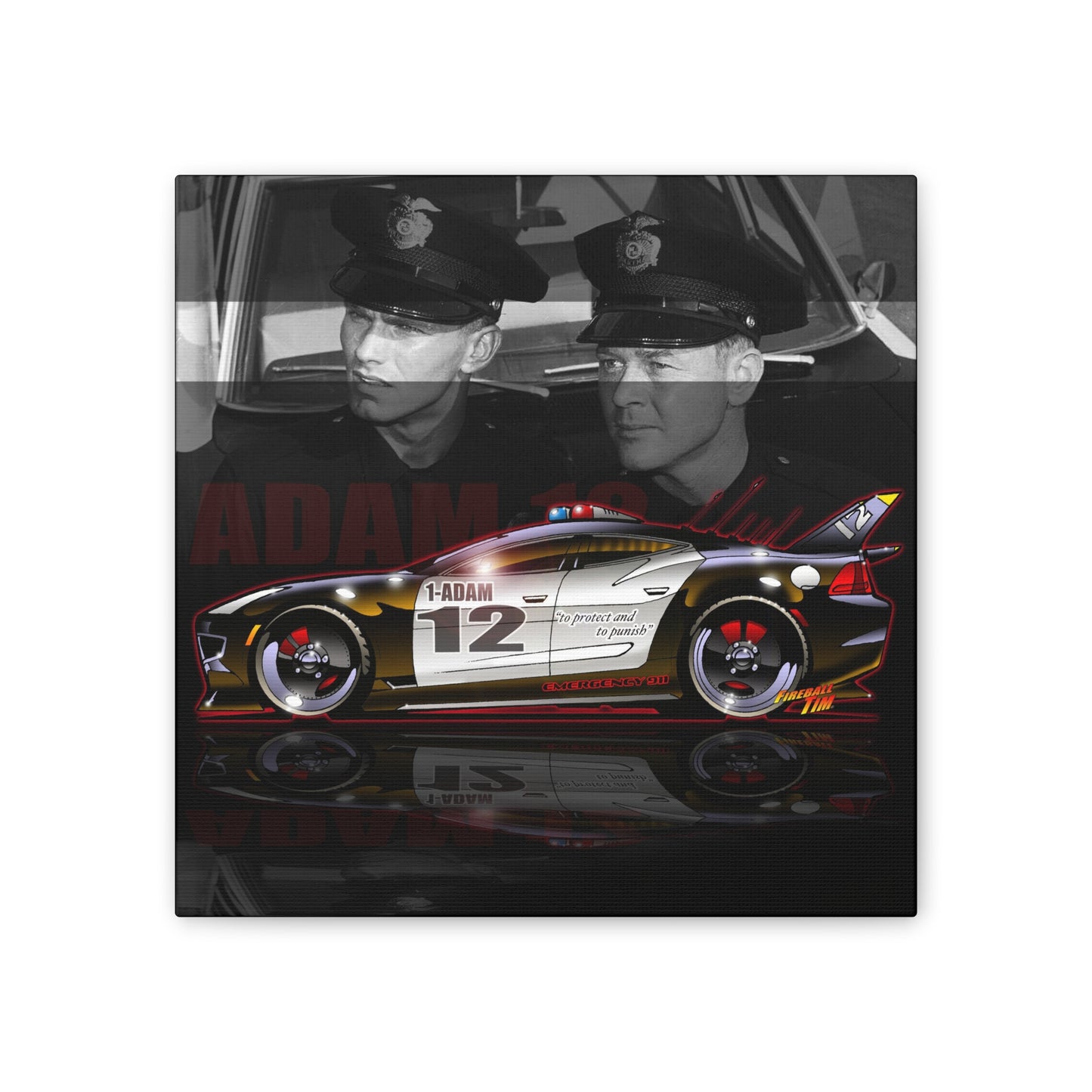ADAM 12 FISKER KARMA Police Car Canvas Art Print - 2 Sizes