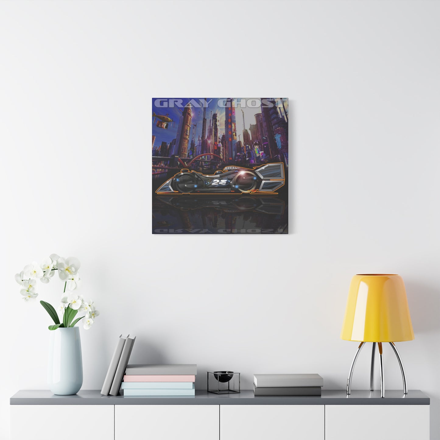 SPEED RACER GRAY GHOST Race Car Fireball Art Canvas Print
