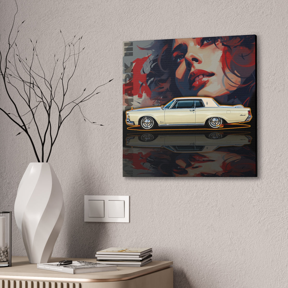 LINCOLN MARK III 1970 Collectible Fireball Art Canvas Stretched Print