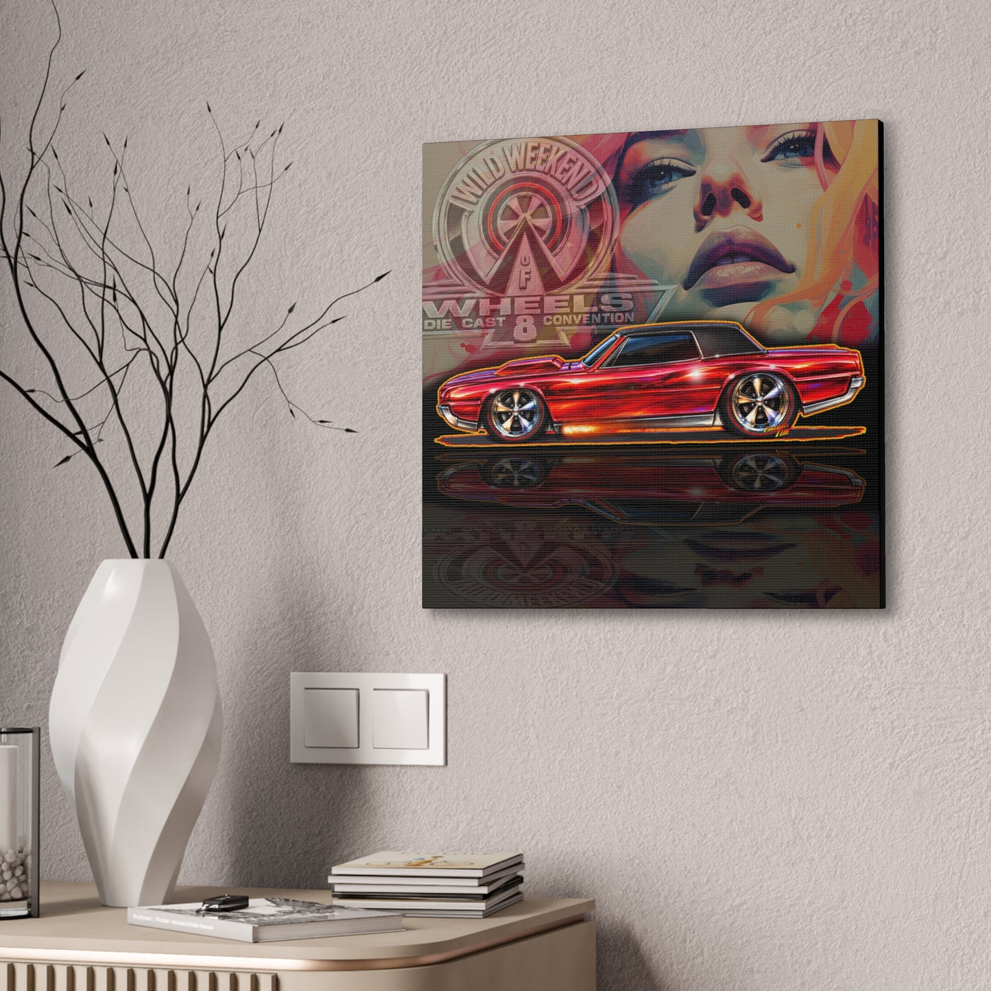 HOT WHEELS Sweet 16 CUSTOM TBIRD Collectible Fireball Art Canvas Stretched Print