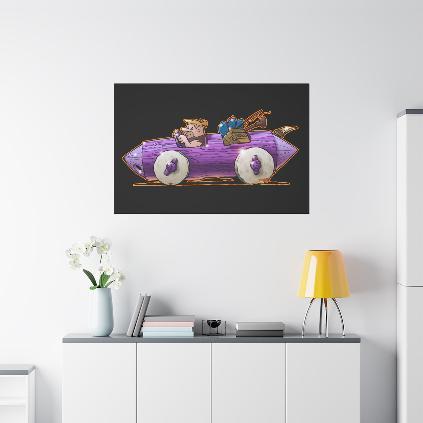 FLINSTONES BARNEY RUBBLE Fireball Art Canvas Wall Print - Multiple Sizes