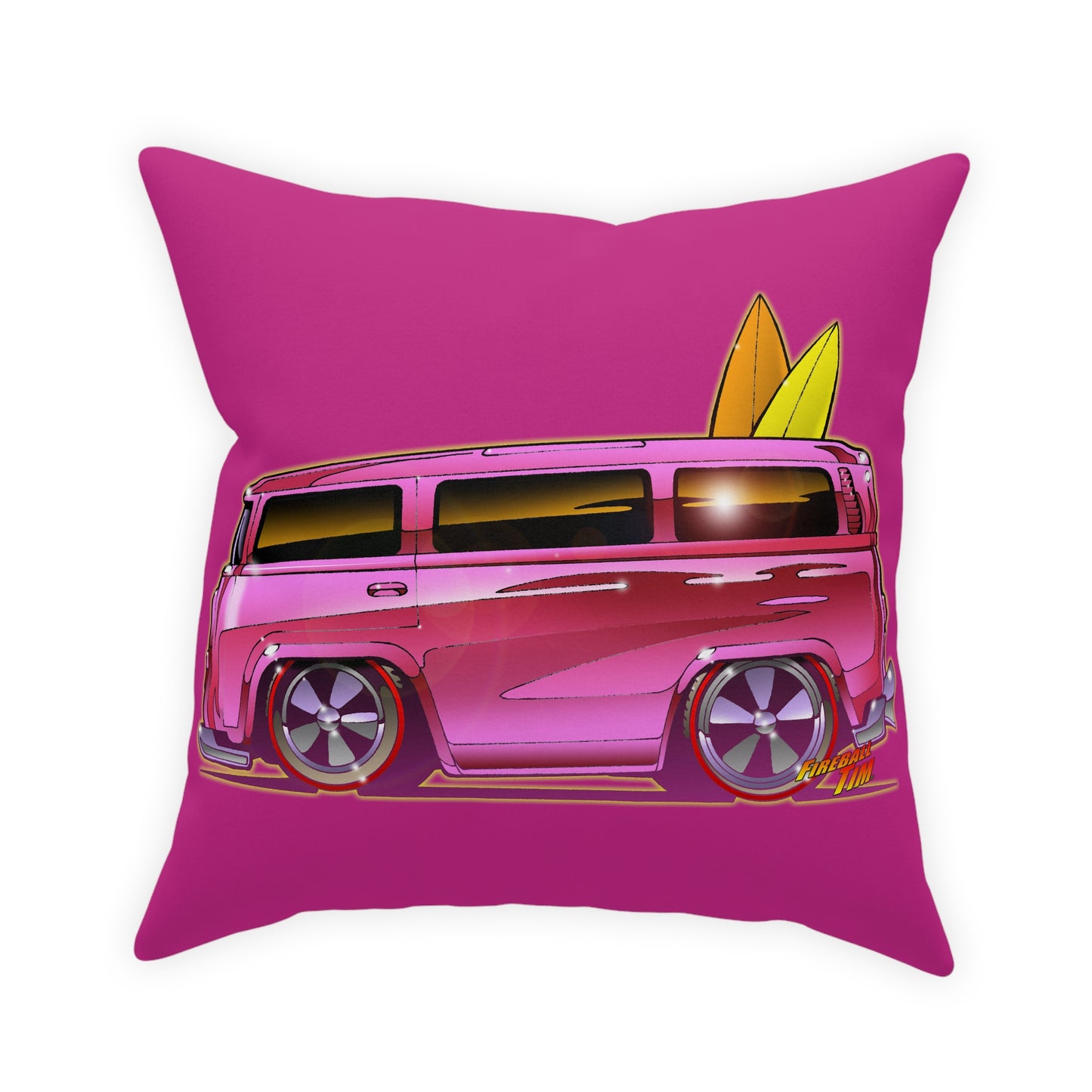 Hot Wheels PINK BEACH BOMB VW Bus Broadcloth Pillow 5 Sizes
