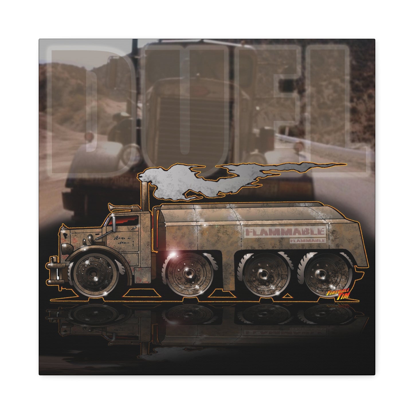 DUEL Killer Movie Truck Fireball Art Canvas Print - Sizes