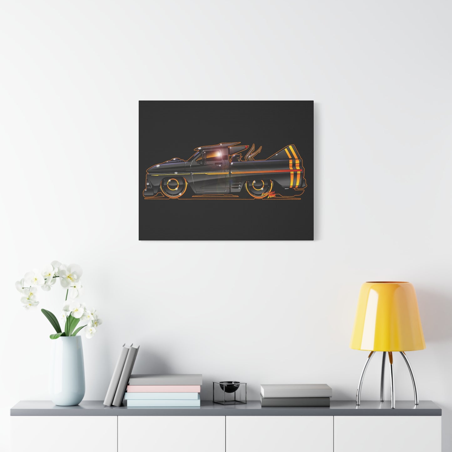 CHEVROLET C10 1960 Stinger Pickup Truck Fireball Art Canvas Print