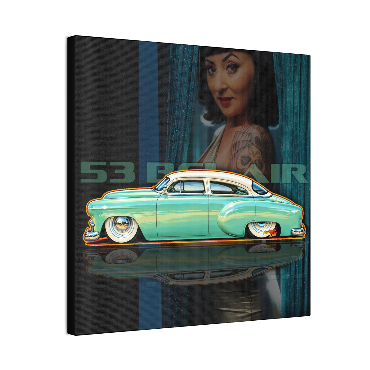 CHEVROLET BEL AIR 1953 Collectible Fireball Art Collectible Fireball Art Canvas Stretched Print