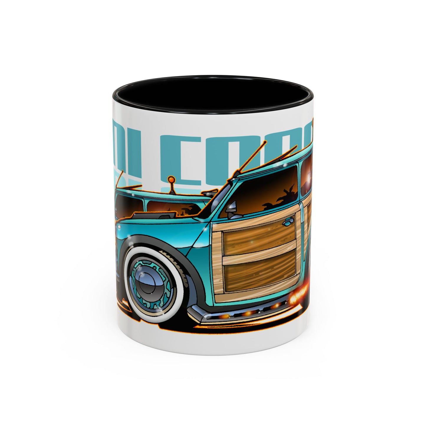 MINI COOPER Custom Woodie Fireball Art Coffee Mug 11oz