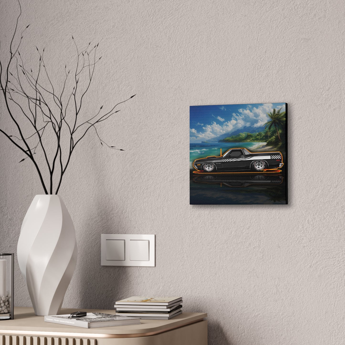 FORD RANCHERO Collectible Fireball Art Canvas Stretched Print