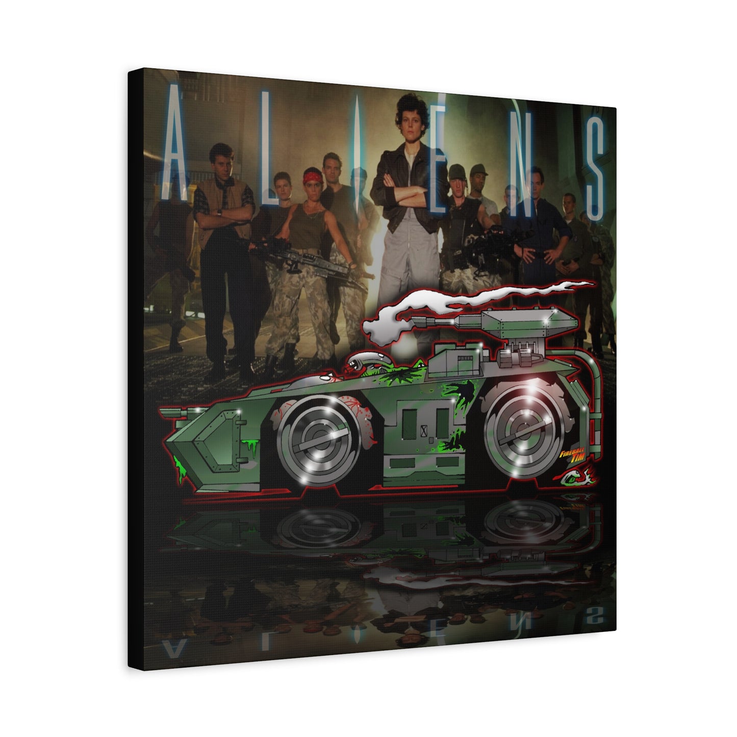ALIENS APC TANK Movie Car Fireball Art Canvas Print