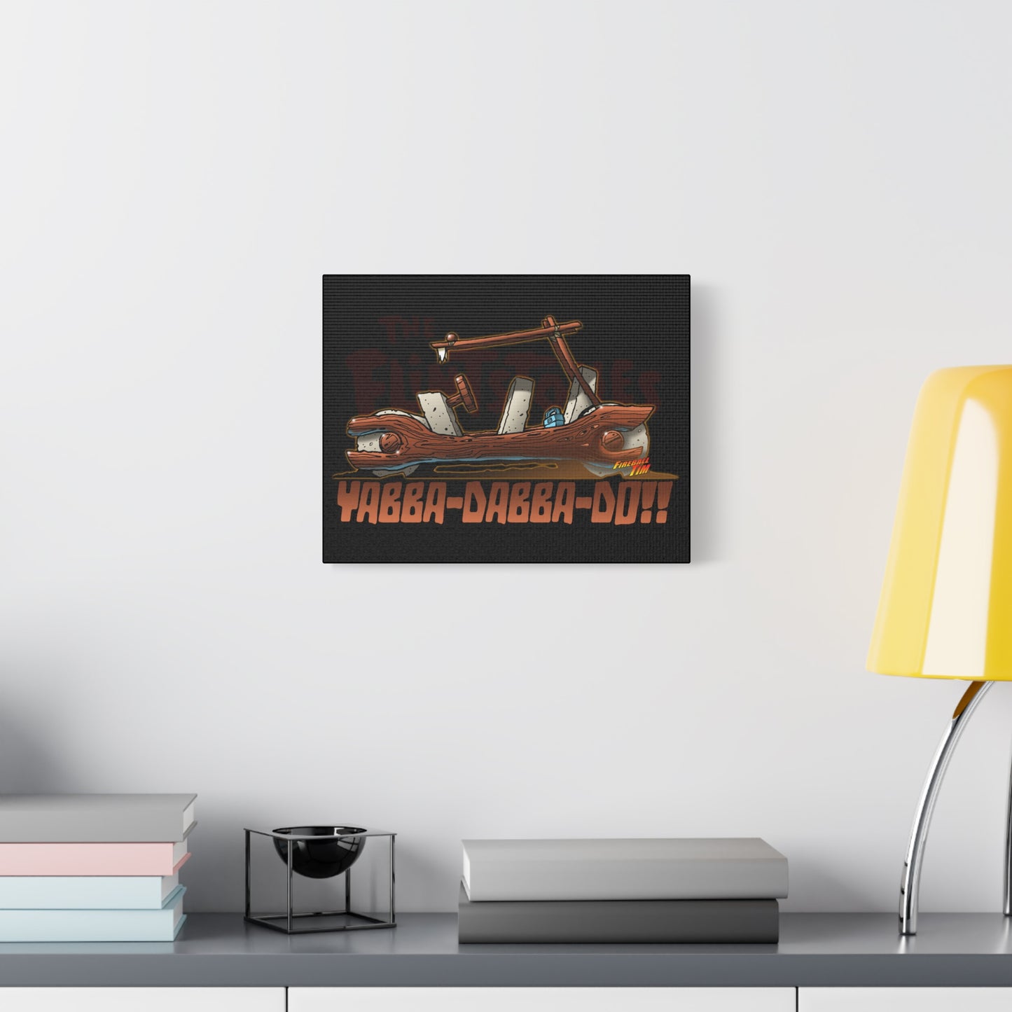 THE FLINTSTONES Cartoon Fred Flintstone Flintmobile Canvas Art Wall Print - 11x14