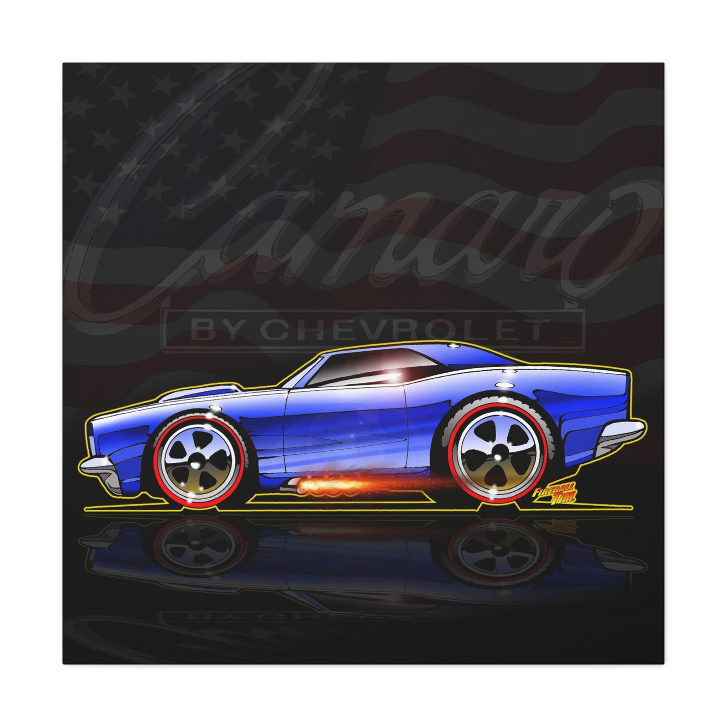 HOT WHEELS CAMARO Custom Collectible Fireball Art Canvas Print