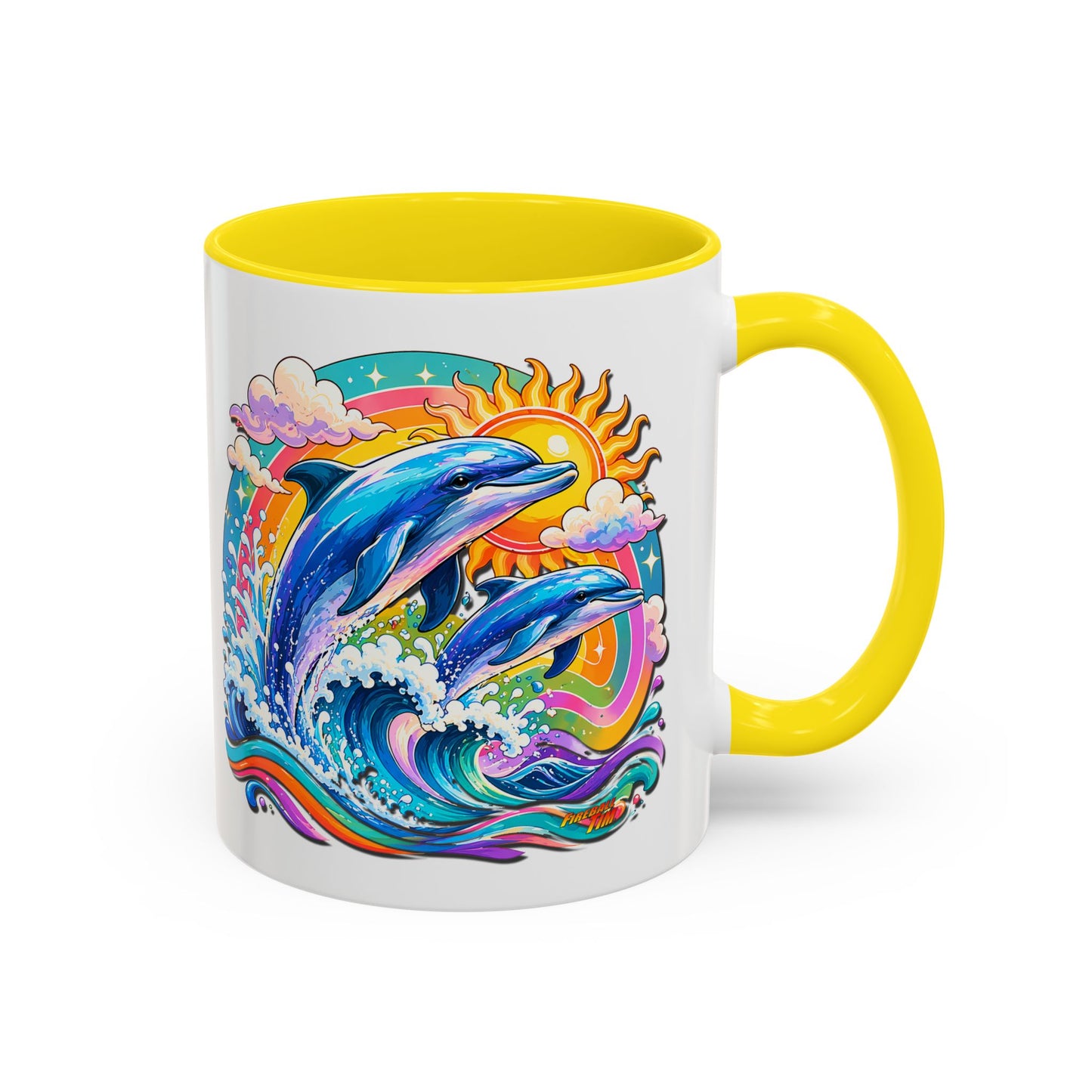 DOLPHIN SPLASH 2 Aquarium Series Fireball Art Coffee Mug - 2 Sizes