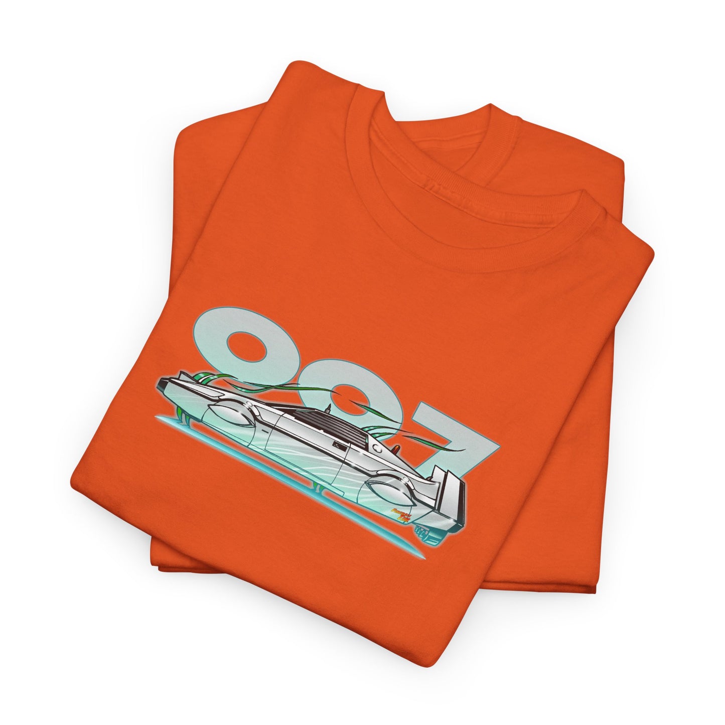 James Bond 007 LOTUS SUBMARINE Movie Car Fireball Art Heavy Cotton Tee - 12 Colors