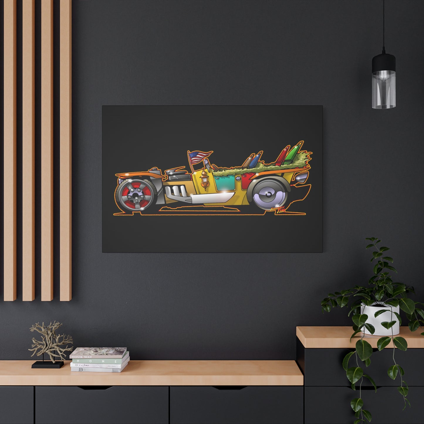 MONGREL T HOT ROD Elvis Easy Come Easy Go Fireball Canvas Art Wall Print