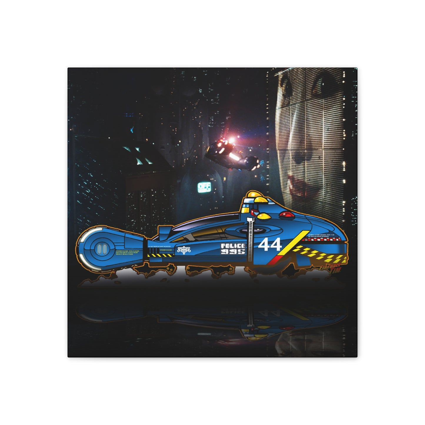 Futuristic BLADE RUNNER Police Hovercraft Canvas Wall Art - Sci-Fi Decor