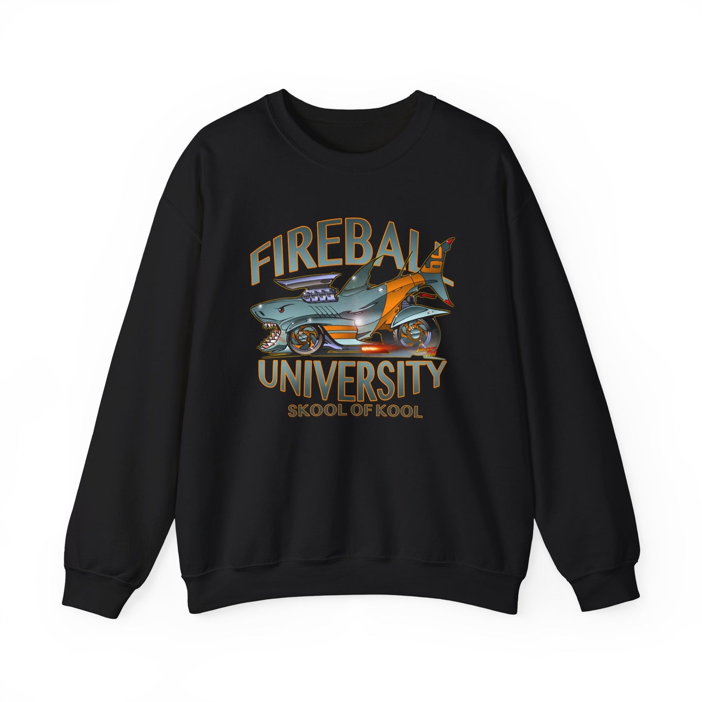 FIREBALL UNIVERSITY Skool of Kool Maneater Shark Hot Rod Concept Art Sweatshirt 5 Colors