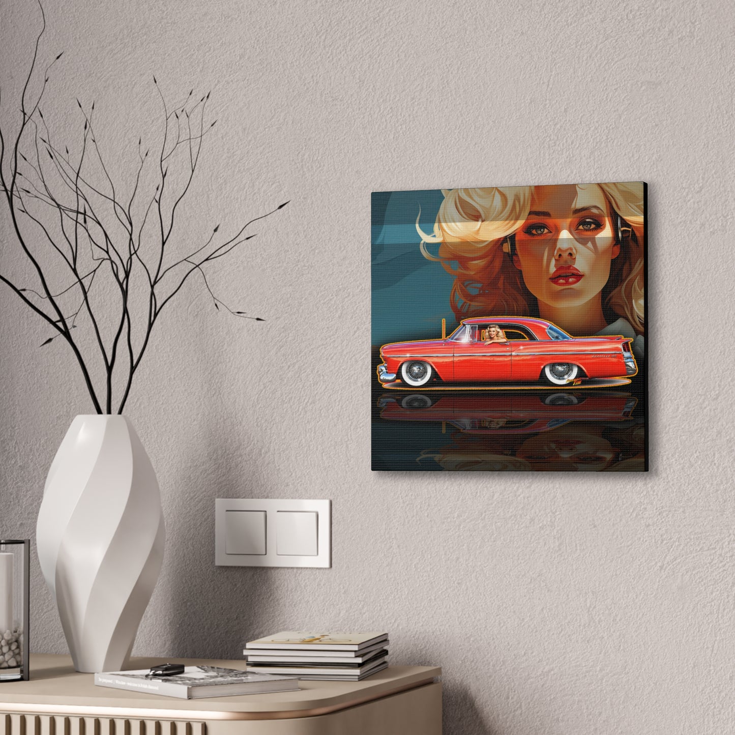 CHRYSLER 300 1958 Collectible Fireball Art Canvas Stretched Print