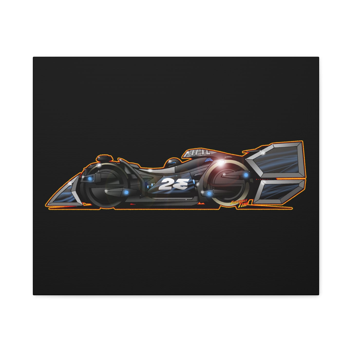 SPEED RACER GRAY GHOST Race Car Fireball Art Canvas Print