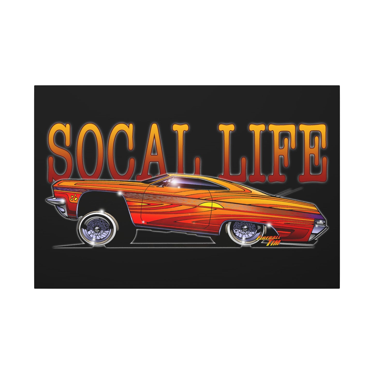 CHEVY IMPALA LOWRIDER Fireball Art Canvas Print