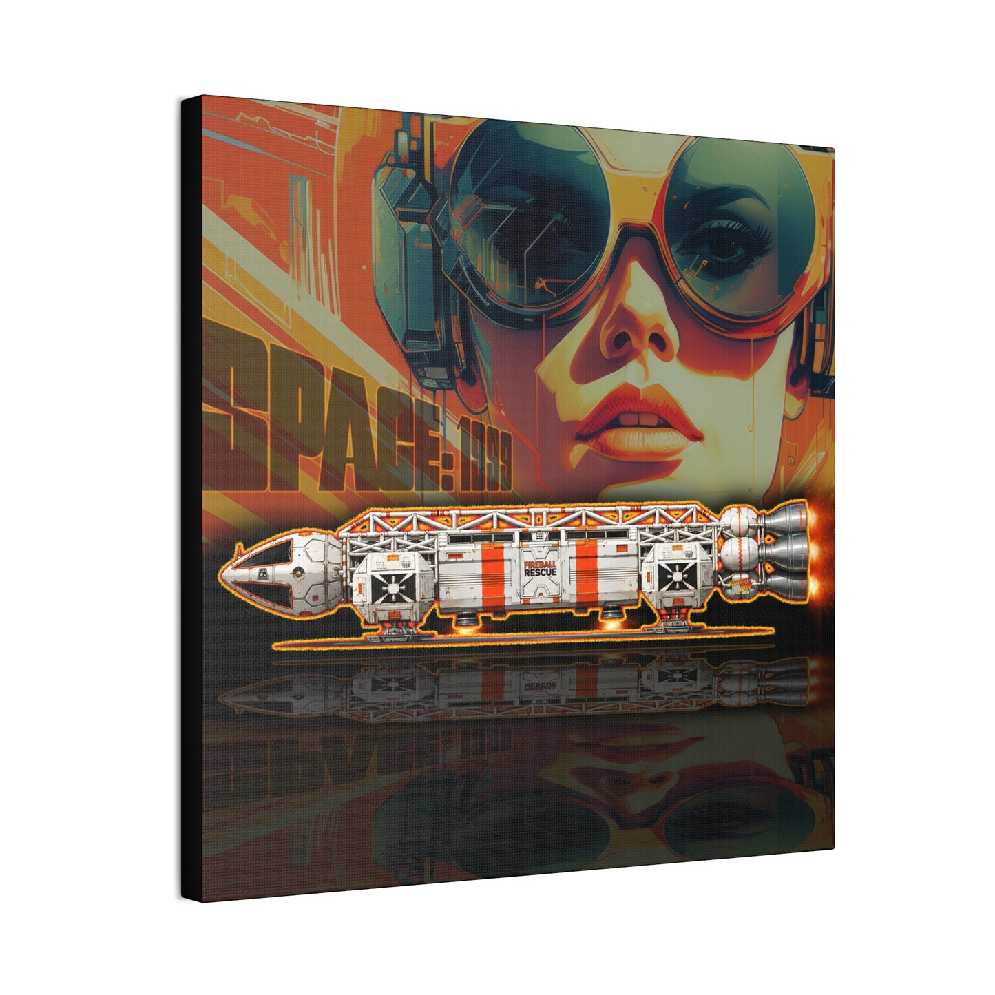 SPACE 1999 EAGLE RESCUE Spaceship Collectible Fireball Art Canvas Stretched Print