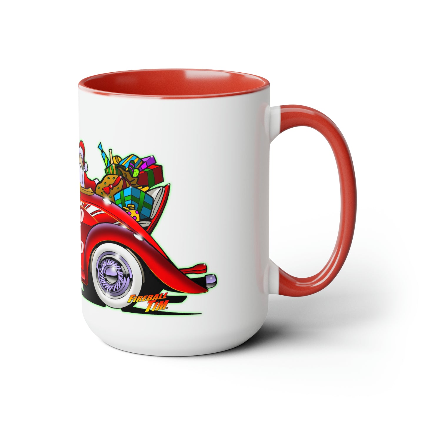 SANTAS CLAUS HO HO HOT ROD Volo Museum Christmas Coffee Mug 15oz