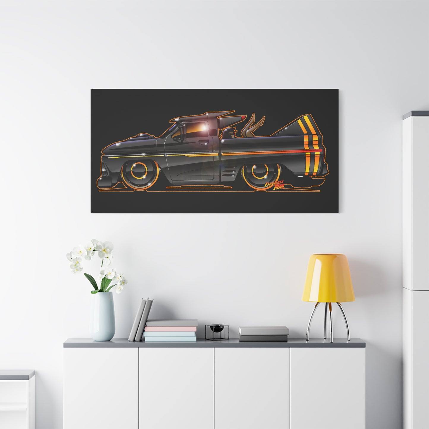 CHEVROLET C10 1960 Stinger Pickup Truck Fireball Art Canvas Print