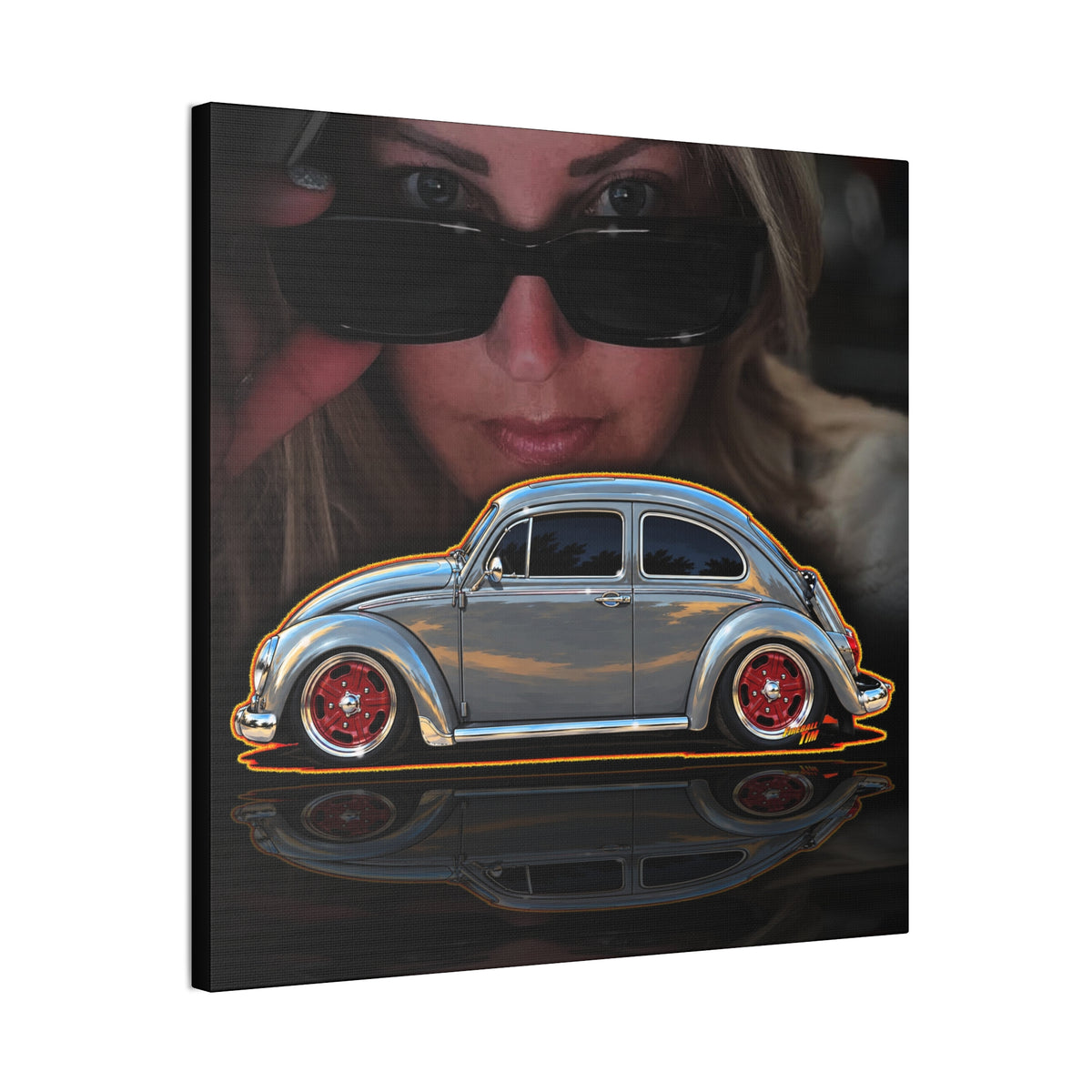 KUSTOM 1964 VW BUG Collectible Fireball Art Canvas Stretched Print