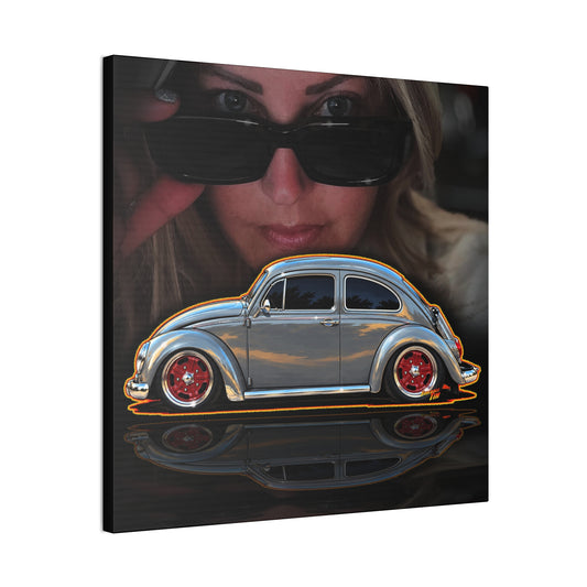 KUSTOM 1964 VW BUG Collectible Fireball Art Canvas Stretched Print