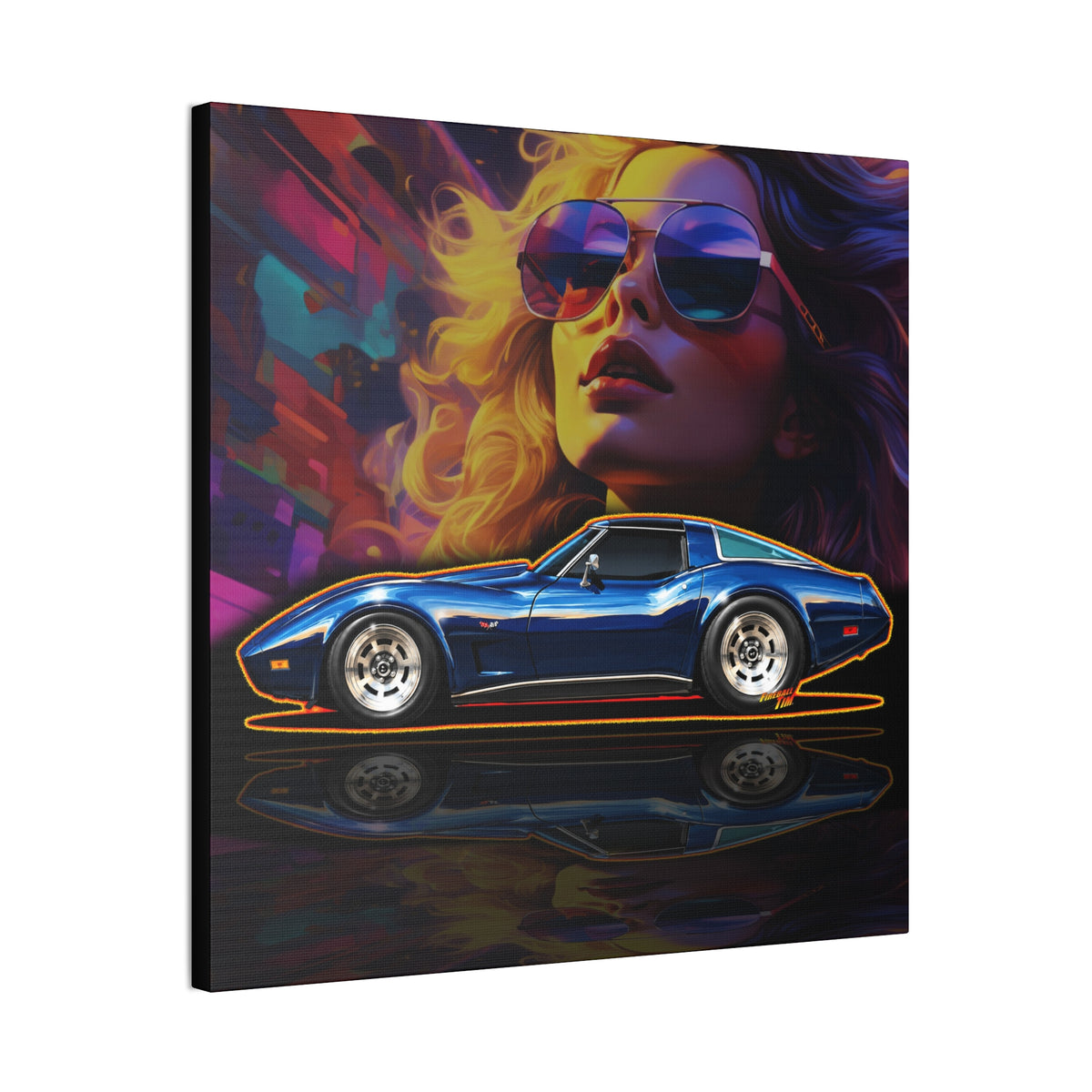 CHEVROLET CORVETTE 1978 Collectible Fireball Art Collectible Canvas Stretched Print