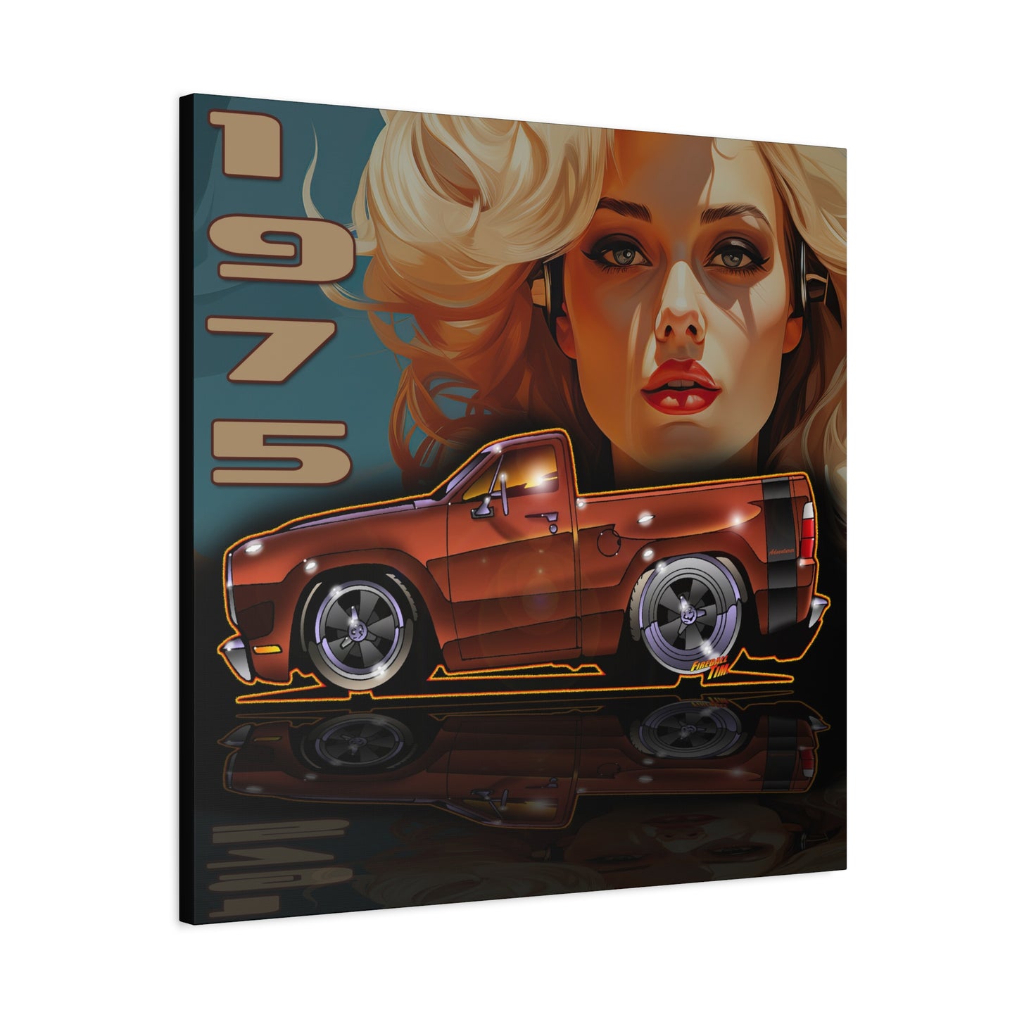 DODGE ADVENTURER SRT Pickup Truck 1975 Fireball Art Canvas Print