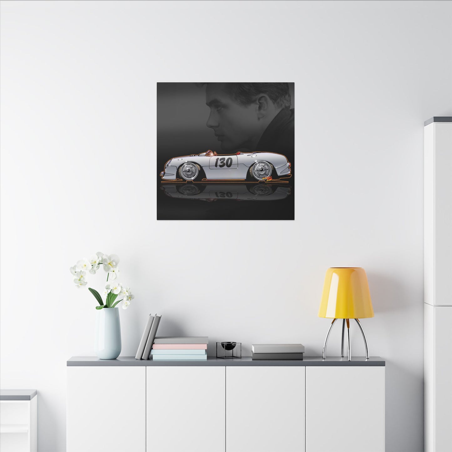JAMES DEAN PORSCHE 550 Spyder Lil' Bastard Fireball Art Canvas Print