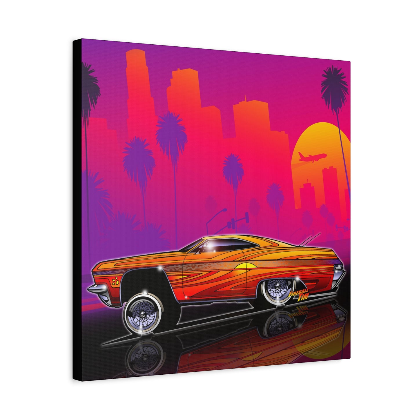 CHEVY IMPALA LOWRIDER Collectible Fireball Art Canvas Print