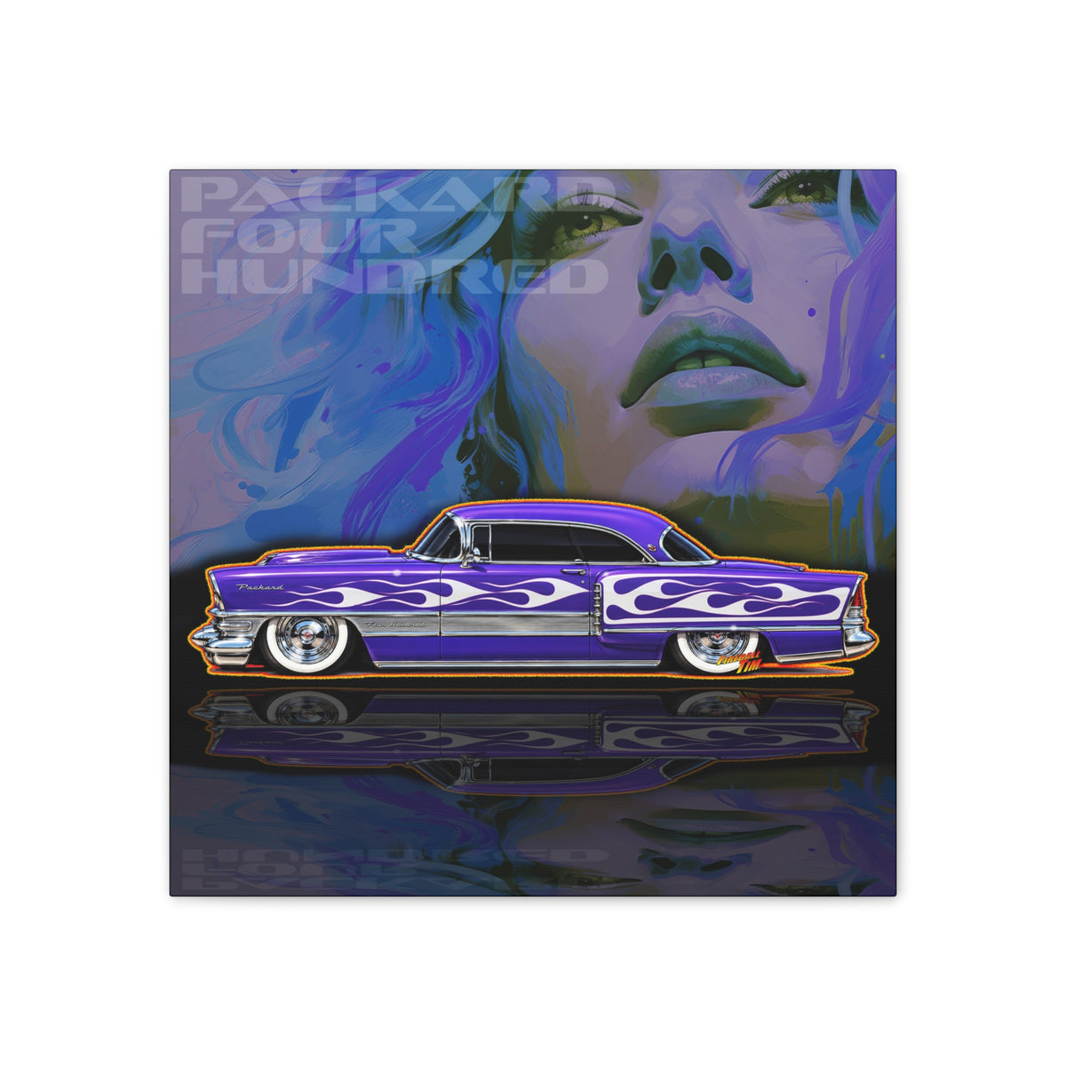 PACKARD 1955 Kustom Four Hundred Collectible Fireball Art Canvas Stretched Print