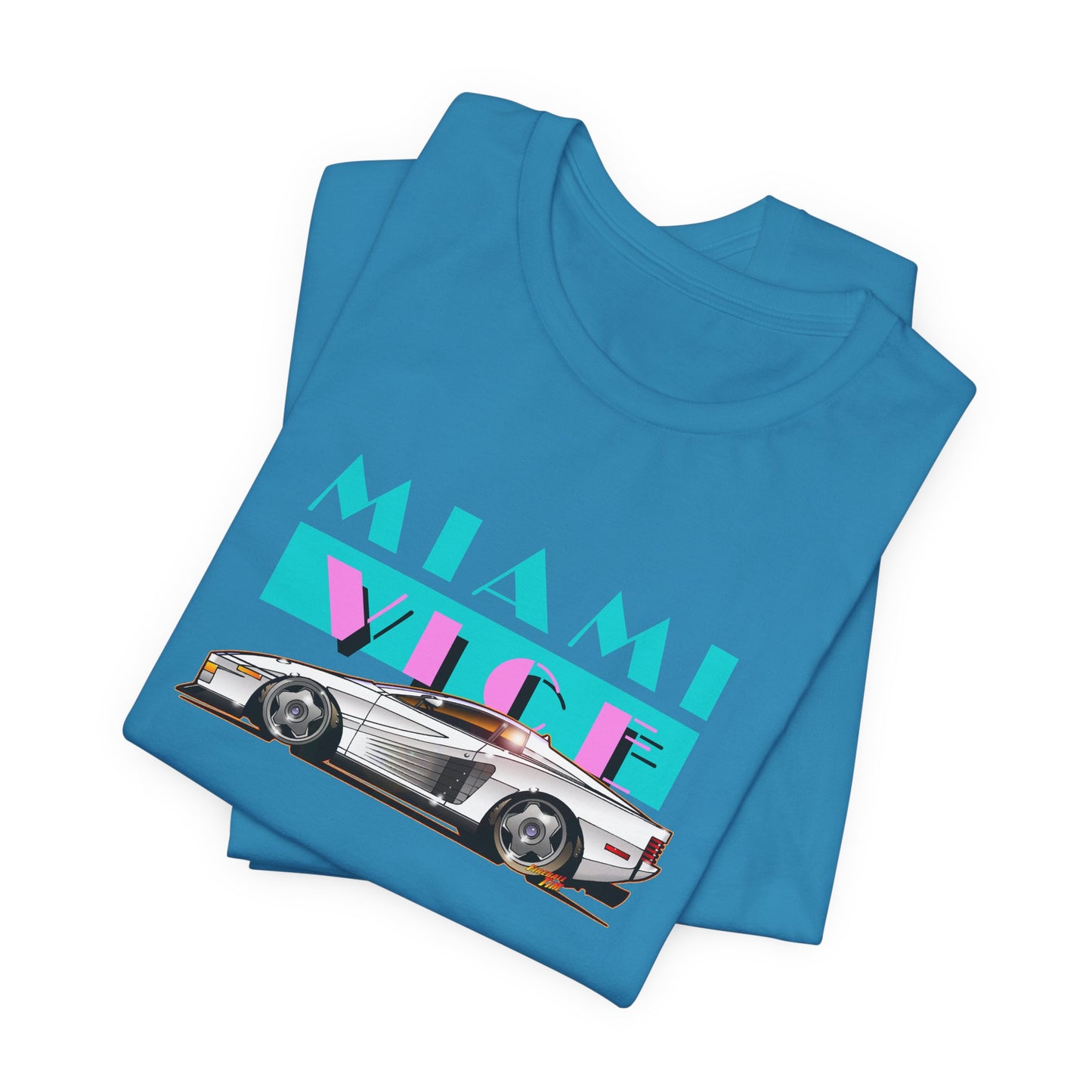 MIAMI VICE FERRARI TESTAROSSA TV Show Short Sleeve Tee 12 Colors