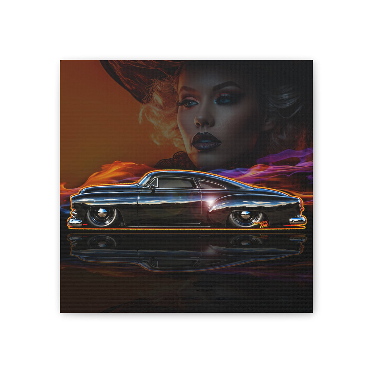 OUTLAW 150 Hot Rod Rat Rod Collectible Fireball Art Canvas Stretched Print