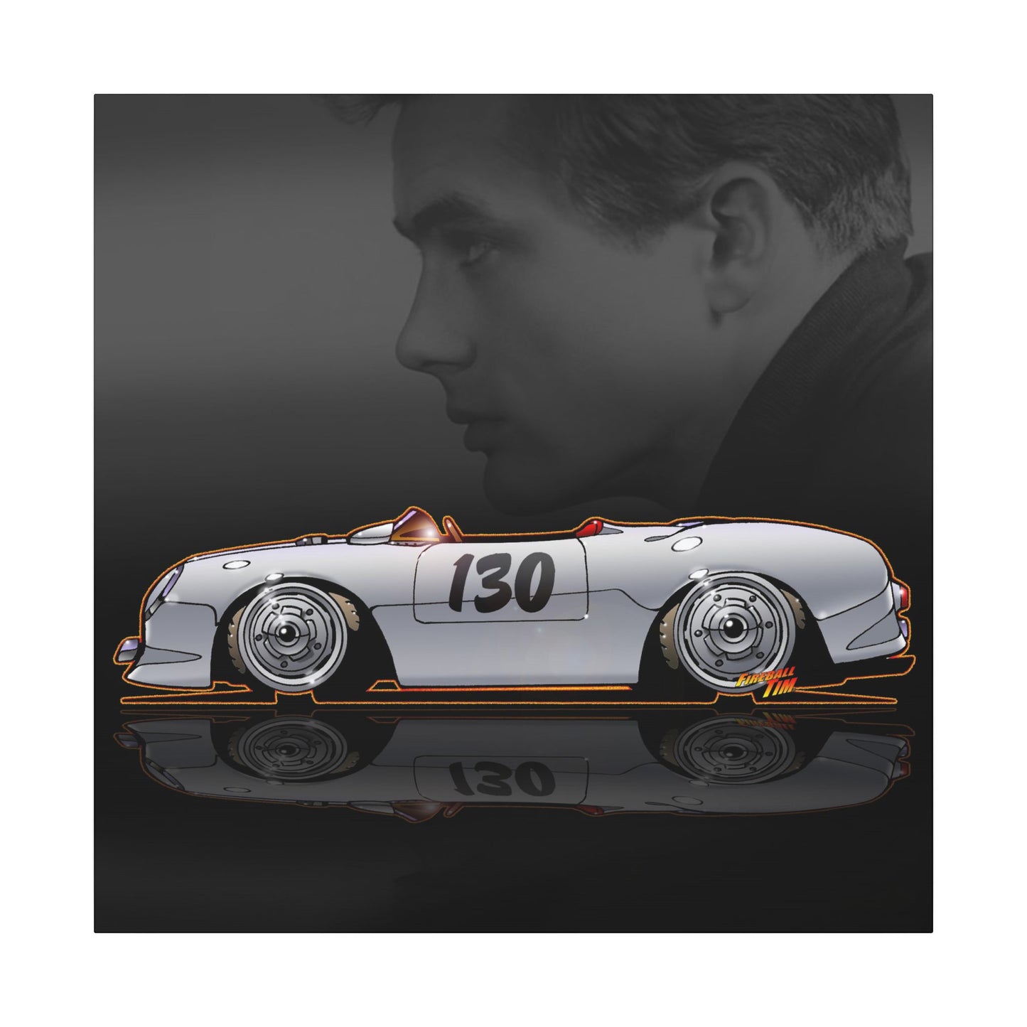 JAMES DEAN PORSCHE 550 Spyder Lil' Bastard Fireball Art Canvas Print